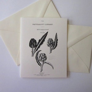 Artichoke Note Cards Stationery Set of 10 Cards in White or Light Ivory with Matching Envelopes