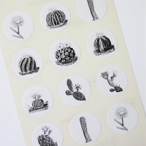Cactus Stickers One Inch Round Seals