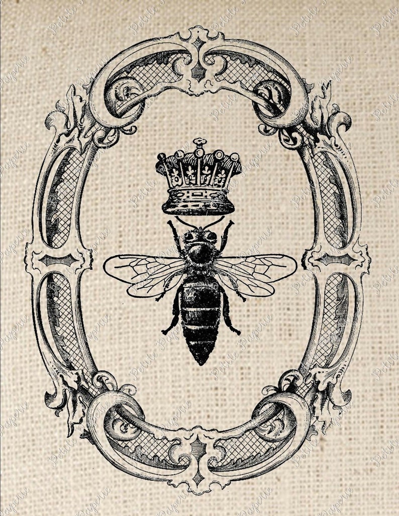 Queen Bee in Oval Frame Digital Download or Iron on Transfer | Etsy
