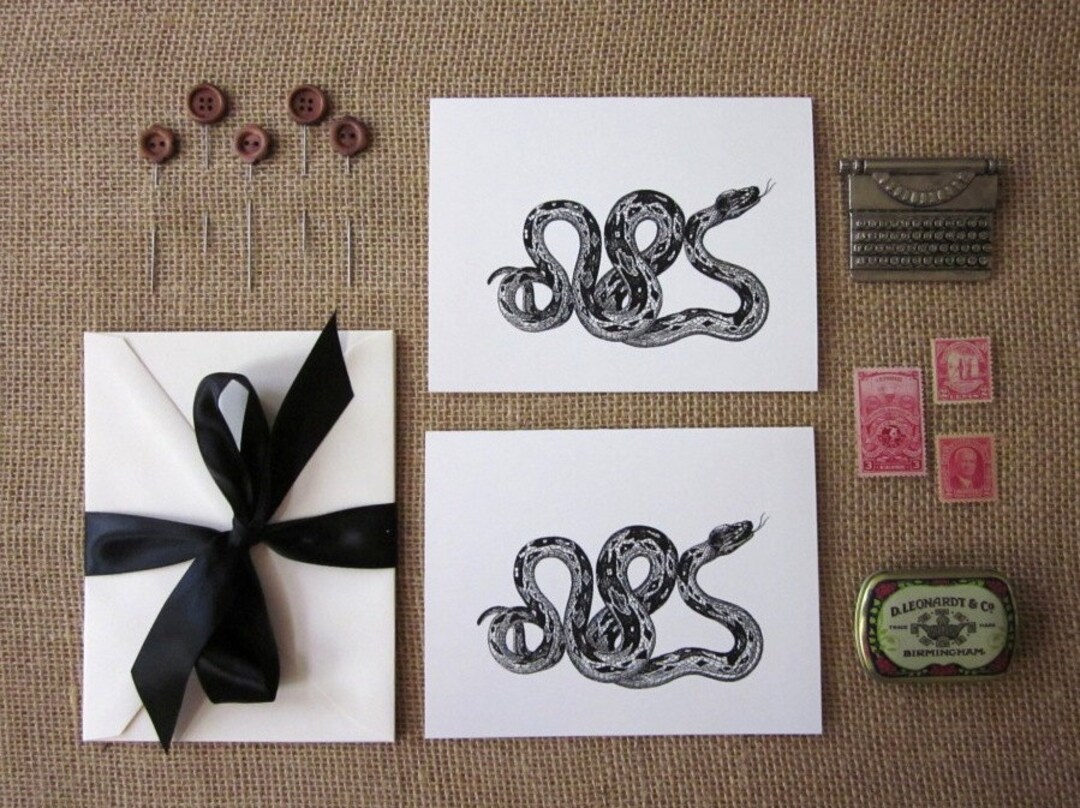 Snake Note Cards Set of 10 With Matching Envelopes - Etsy