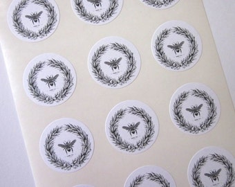 Bee Stickers One Inch Round Seals