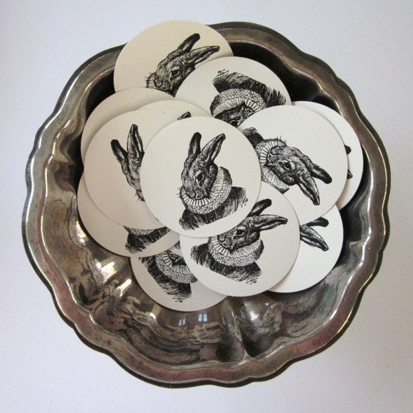 Rabbit Tags Round Paper Gift Tags Set of 10