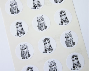 Kittens Cats Stickers One Inch Round Seals