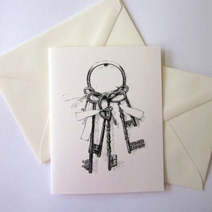Vintage Keys Note Cards Juego de 10 con sobres a juego