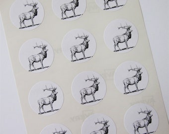 Elk Deer Stickers One Inch Round Seals