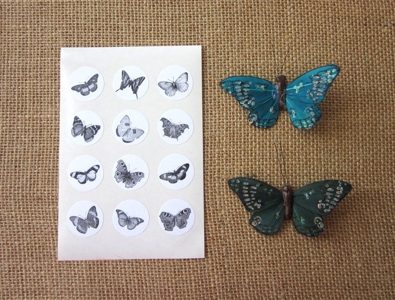 Butterfly Stickers One Inch Round Seals image 3