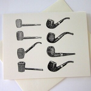 Pipe Cards Set of 10 in White or Light Ivory with Matching Envelopes