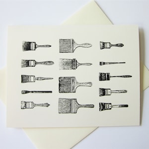 Paintbrush Note Cards Papelería Conjunto de 10 cartas en blanco o marfil claro con sobres a juego