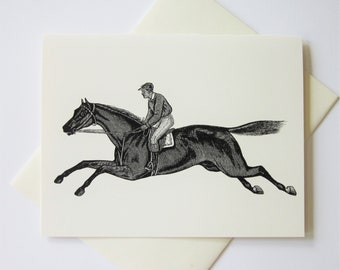 Jockey Rider Racing Horse Note Cards Set of 10 with Matching Envelopes