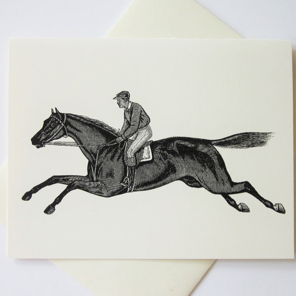 Jockey Rider Racing Horse Note Cards Set of 10 with Matching Envelopes