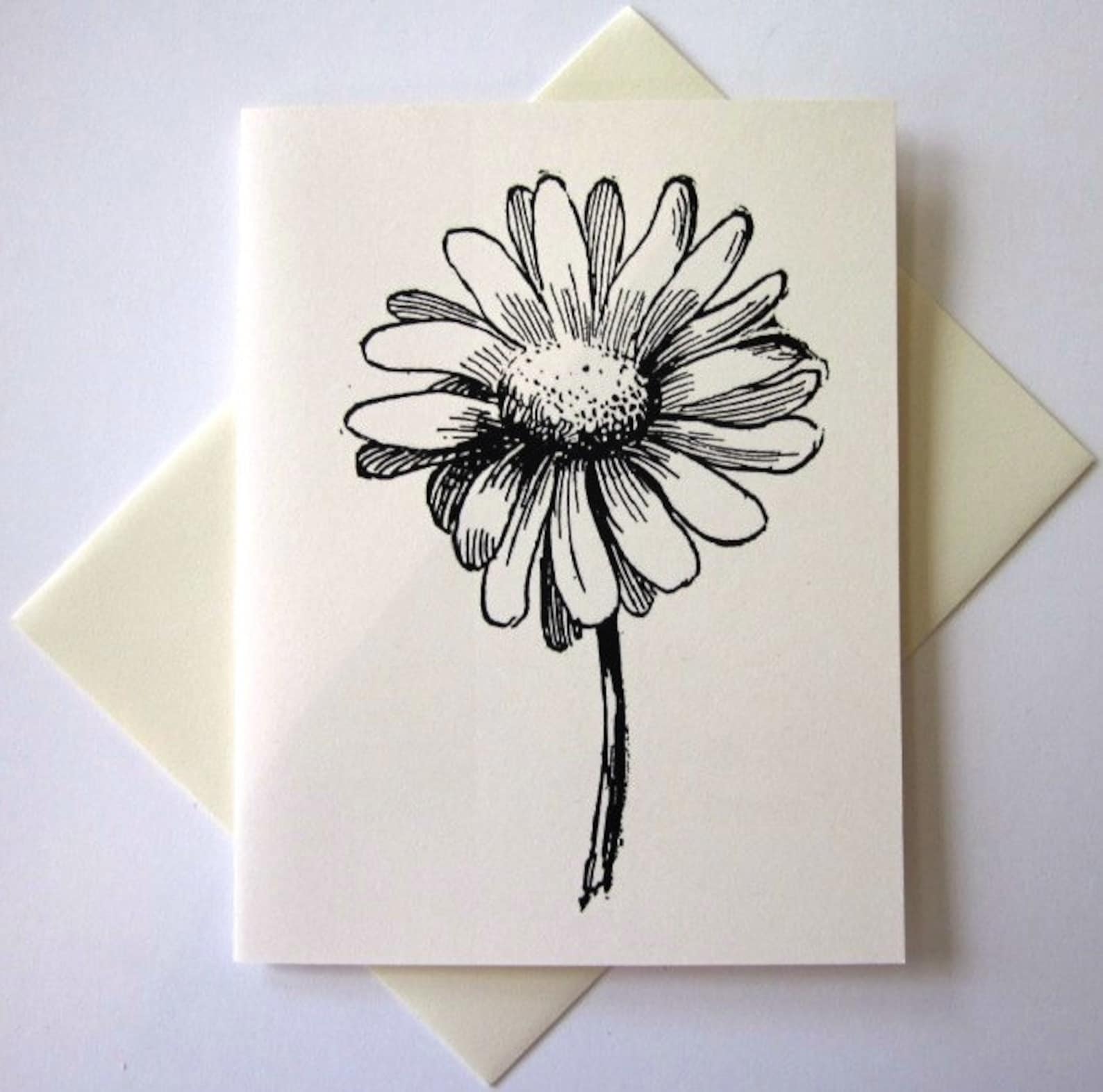 Daisy Flower Note Cards Stationery Set of 10 Cards in White or Light ...