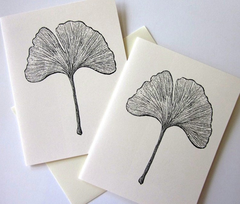 Ginkgo Leaf Note Cards Stationery Set of 10 Cards with Matching Envelopes image 2