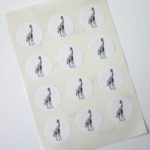 Giraffe Stickers One Sheet of 12 One Inch Round Seals