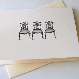 Vintage Chairs Note Cards Stationery Set of 10 Cards in White or Light ...