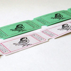 Vogel Karneval Tickets handgestempelt Set 12