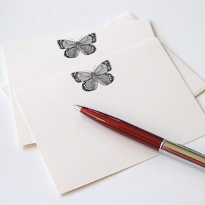 Conjunto de 12 cartões de notas borboleta com envelopes correspondentes