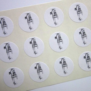 Vintage Biplane Airplane Stickers One Inch Round Seals