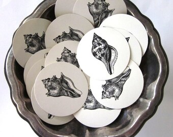 Scalloped Shell Tags Round Gift Tags Set of 10 - Etsy