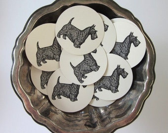 Scottie Dog Tags Round Paper Gift Tags Set of 10