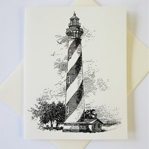 Lighthouse Note Cards Stationery Set of 10 Cards in White or Light Ivory with Matching Envelopes
