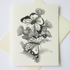 Butterfly Succulent Botanical Note Cards Stationery Set of 10 Cards in White or Light Ivory with Matching Envelopes