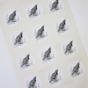 Quail Bird Stickers One Inch Round Seals