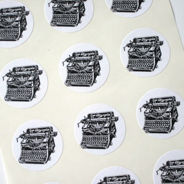 Vintage Typewriter Stickers One Inch Round Seals