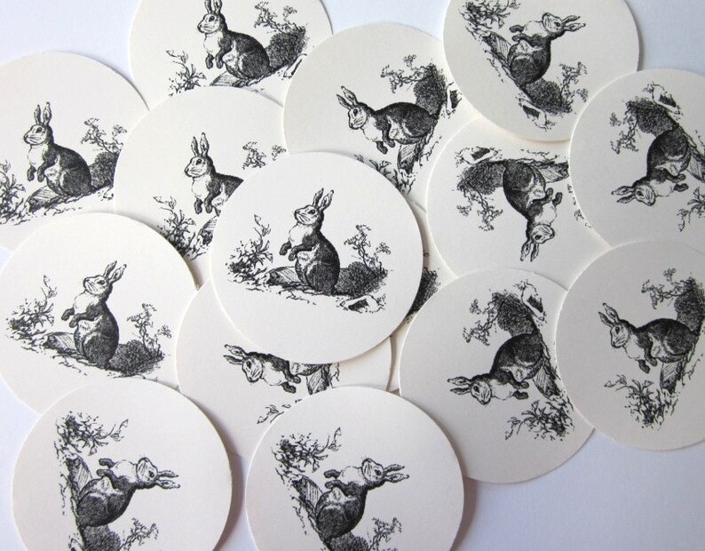 Rabbit Bunny Tags Round Gift Tags Set of 10 image 2