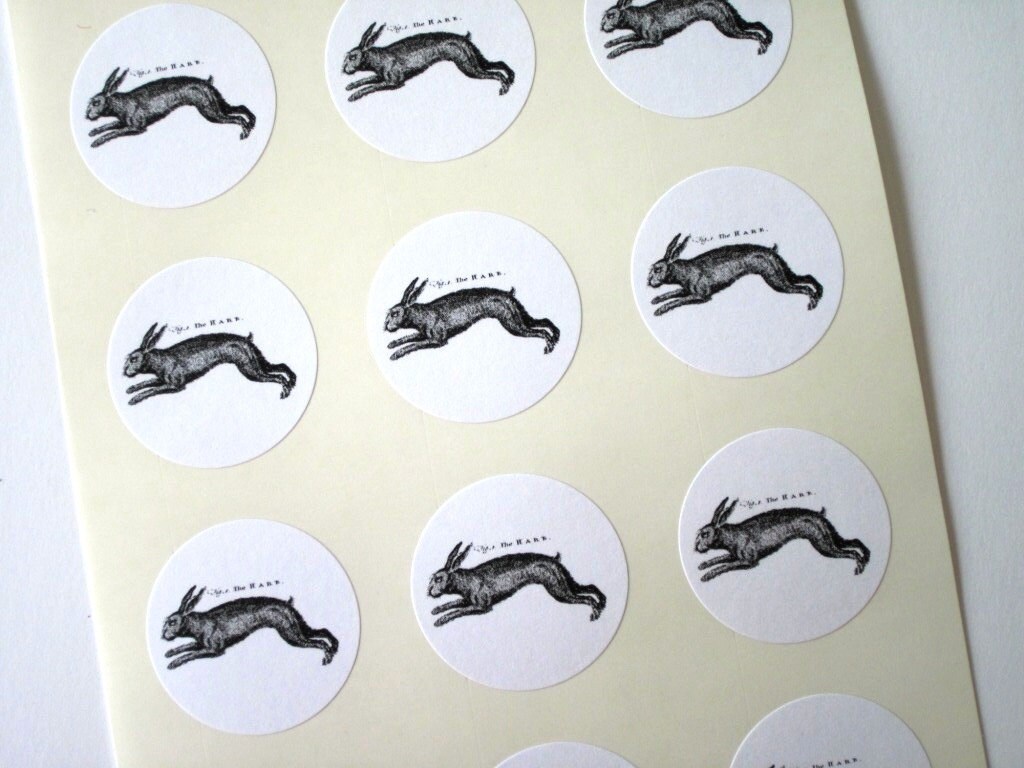 Hare Rabbit Bunny Adesivi One Inch Round Seals