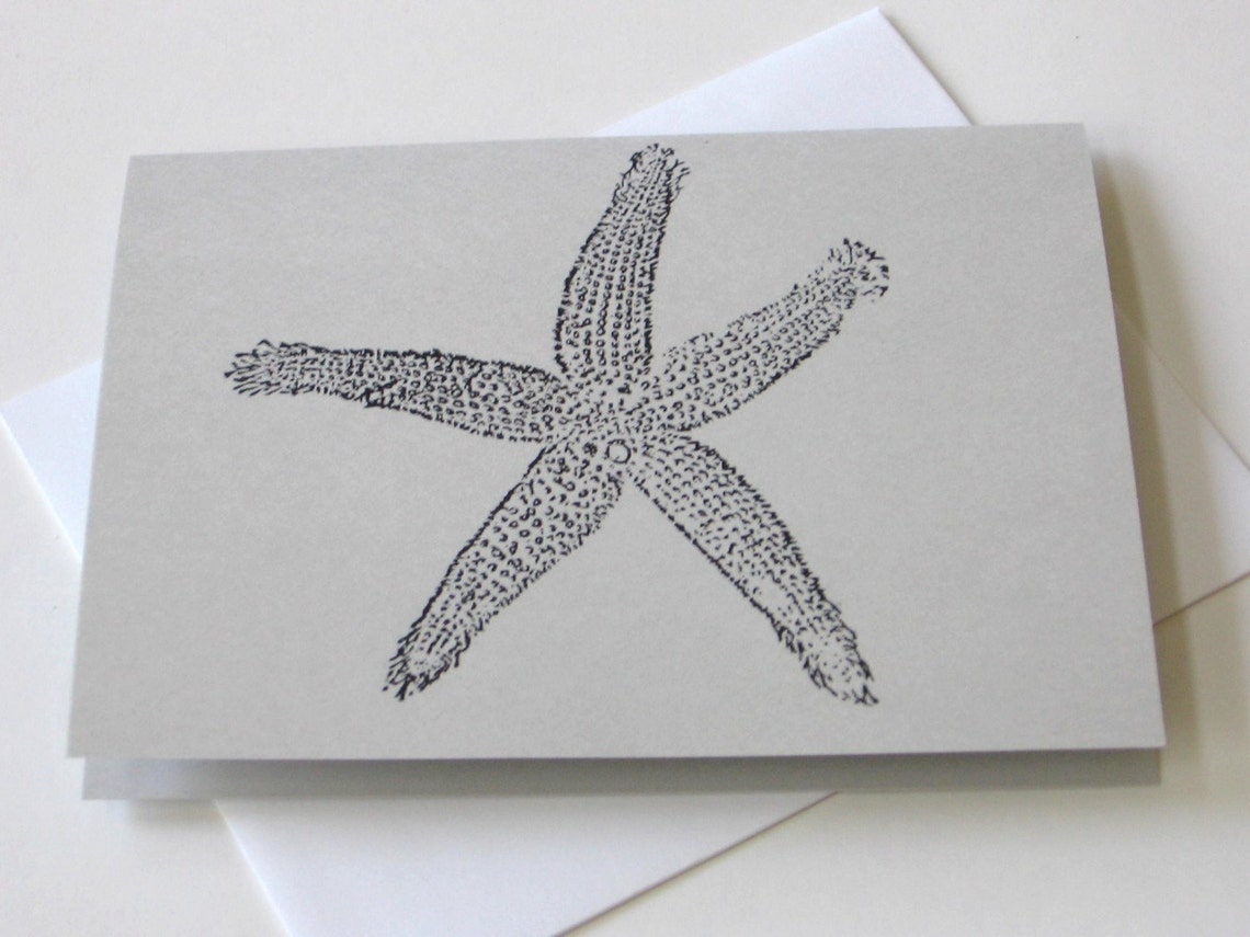 Starfish Note Cards Stationery Set of 10 Cards in White or Light Ivory ...