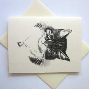 Kitten Cat Note Cards Stationery Set of 10 Cards in White or Light Ivory with Matching Envelopes