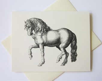 Horse Note Cards Stationery Set of 10 Cards in White or Light Ivory with Matching Envelopes