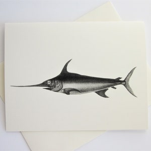 Conjunto de 10 cartões de papelaria para notas de peixe-espada em branco ou marfim claro com envelopes correspondentes