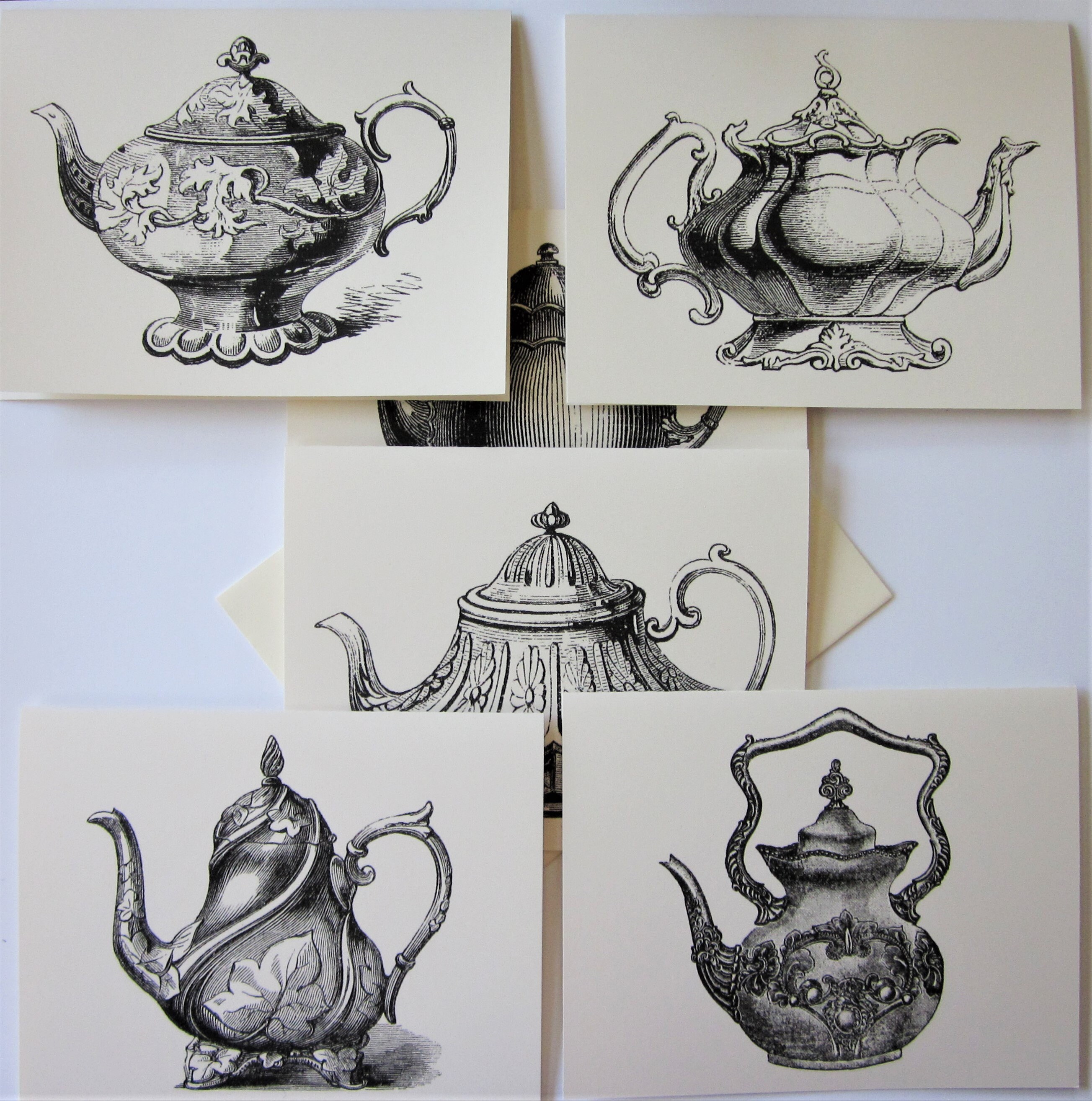 Teapot Note Cards Set of 12 With Matching Envelopes Etsy