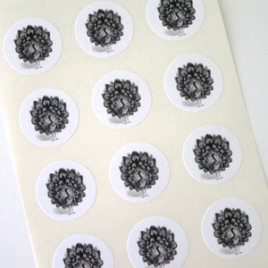 Peacock Stickers One Inch Round Seals