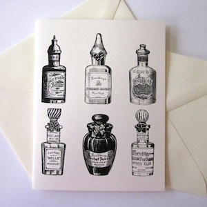 vintage Perfume Note Cards Stationery Ensemble de 10 cartes en ivoire blanc ou léger avec enveloppes assorties