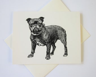 French Bulldog Pug Dog Note Cards Stationery Set of 10 Cards in White or Light Ivory with Matching Envelopes