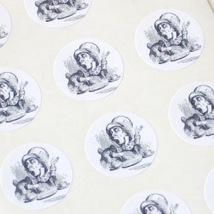Mad Hatter Stickers One Inch Round Seals