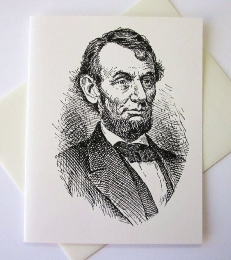 Abraham Lincoln Note Cards Stationery Set of 10 Cards in White or Light ...