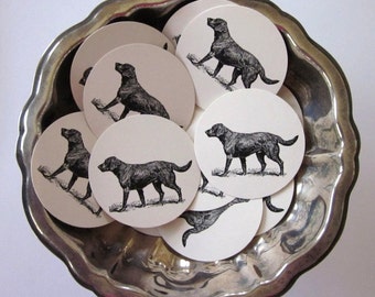 Black Labrador Retriever Dog Tags Round Paper Gift Tags Set of 10