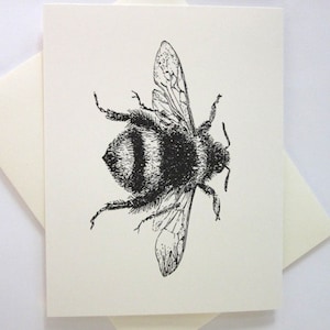 Bumblebee Cards Set of 10 in White or Light Ivory with Matching Envelopes