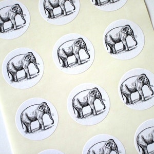 Elephant Stickers One Inch Round Seals