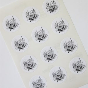Bird Nest Stickers One Inch Round Seals