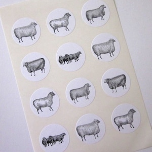 Sheep Lamb Stickers One Inch Round Seals