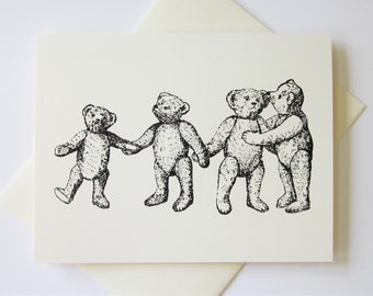 Teddy Bear Note Cards Set of 10 with Matching Envelopes