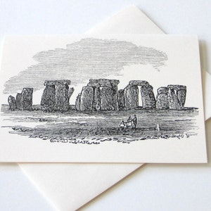 Stonehenge Note Card Set of 10 in White or Light Ivory with Matching Envelopes