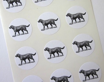 Black Labrador Retriever Dog Stickers One Inch Round Seals
