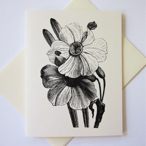 Narcissus Flower Note Cards Papelería Set de 10 cartas en blanco o marfil claro con sobres a juego