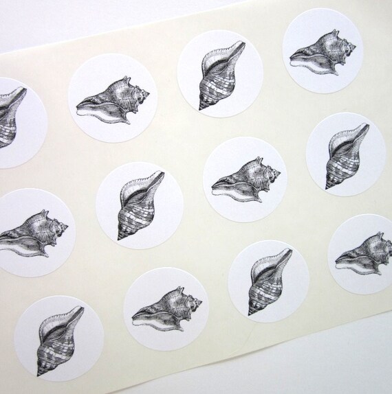 Shell Stickers One Inch Round Seals Paper & Party Supplies etna.com.pe