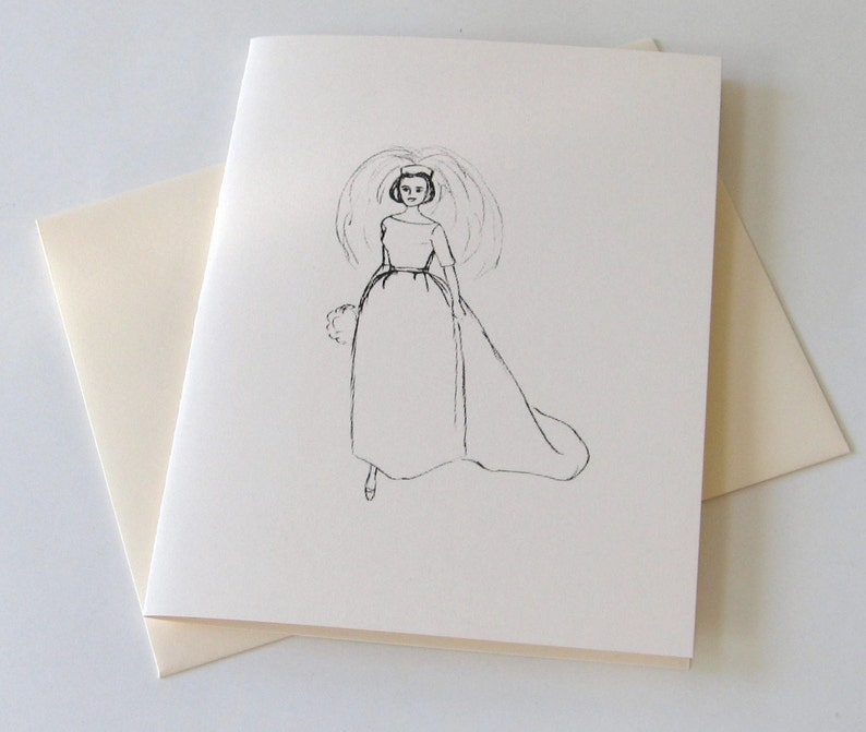 Bride Note Cards Stationery Set of 10 Cards in White or Light Ivory with Matching Envelopes image 5